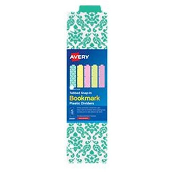 Avery Dennison Avery-Dennison 24909 5 Tabbed Snap-In Bookmark Plastic Dividers; Assorted Prints; 3 x 11.5 in. 24909